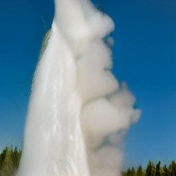 generated: an inflatable rabbit held up in the air by the geyser Old Faithful #7